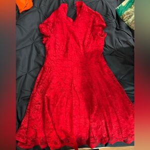 torrid Red Lace Midi Fit-and-Flare Dress